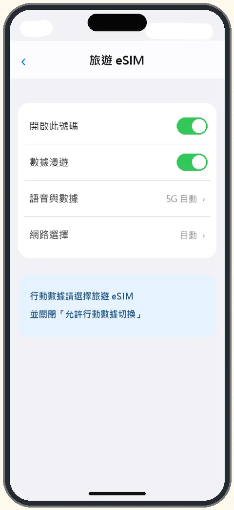 iPhone 抵達後啟用的手機畫面示意